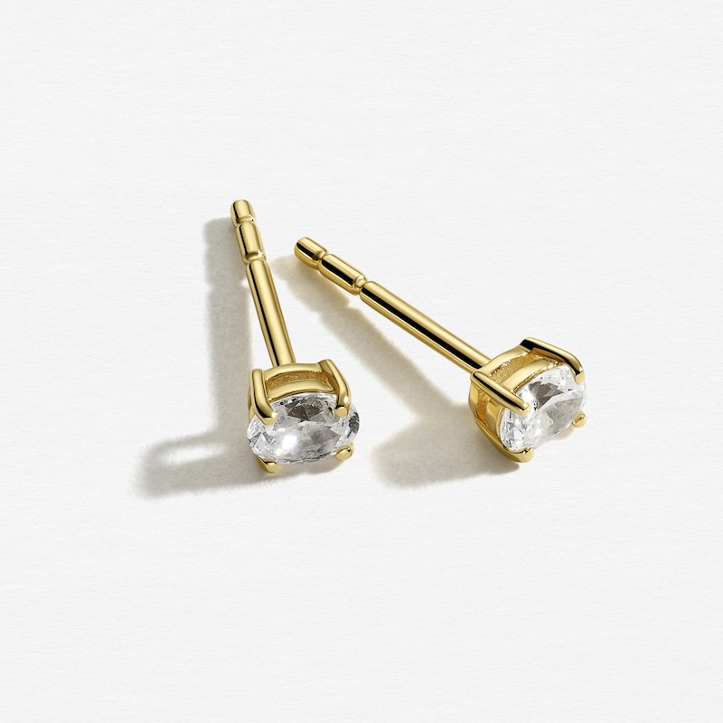 Main Image 2 of Sif Jakobs Ovale Sterling Silver Gold Plated Oval Cut Cubic Zirconia Stud Earrings