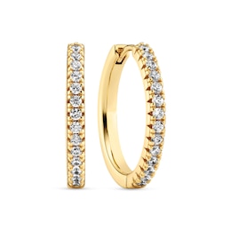 Sif Jakobs Ellera Grande Sterling Silver Yellow Gold Plated Round Cubic Zirconia Hoop Earrings