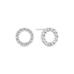 Sif Jakobs Biella Uno Piccolo Sterling Silver Pavé Set Cubic Zirconia Circular Stud Earrings