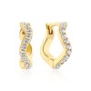 Thumbnail Image 1 of Sif Jakobs Ellera Waves Medio Sterling Silver Yellow Gold Plated Cubic Zirconia Twisted Hoop Earrings