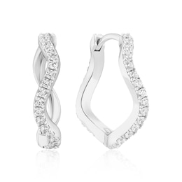Sif Jakobs Ellera Waves Grande Sterling Silver Cubic Zirconia Twisted Hoop Earrings
