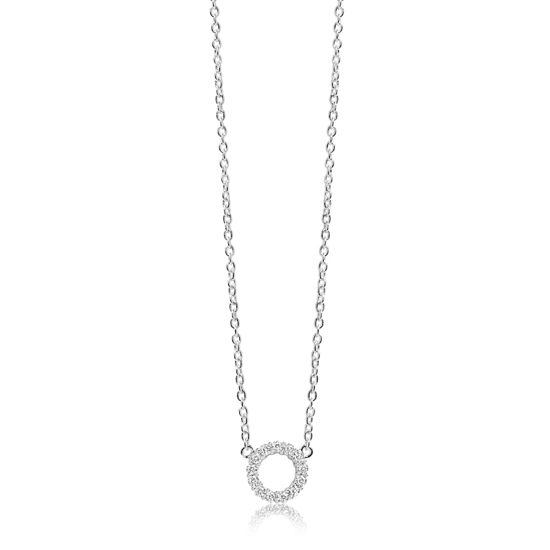 Main Image 1 of Sif Jakobs Biella Piccolo Sterling Silver Pavé Set Cubic Zirconia Circular Pendant Necklace