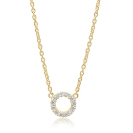 Sif Jakobs Biella Piccolo Sterling Silver Gold Plated Pavé Set Cubic Zirconia Circular Pendant Necklace