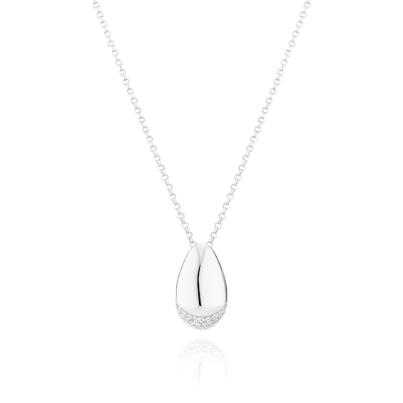 Sif Jakobs Goccia Sterling Silver Cubic Zirconia Dipped Droplet Pendant Necklace