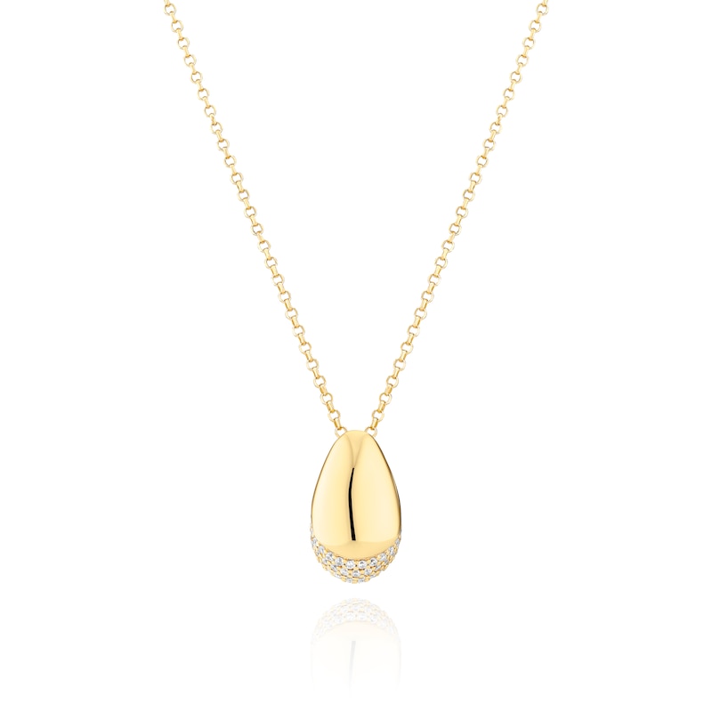 Main Image 1 of Sif Jakobs Goccia Sterling Silver Gold Plated Cubic Zirconia Dipped Droplet Pendant Necklace