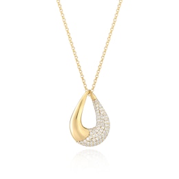 Sif Jakobs Glorenza Sterling Silver Gold Plated Cubic Zirconia Open Drop Pendant Necklace
