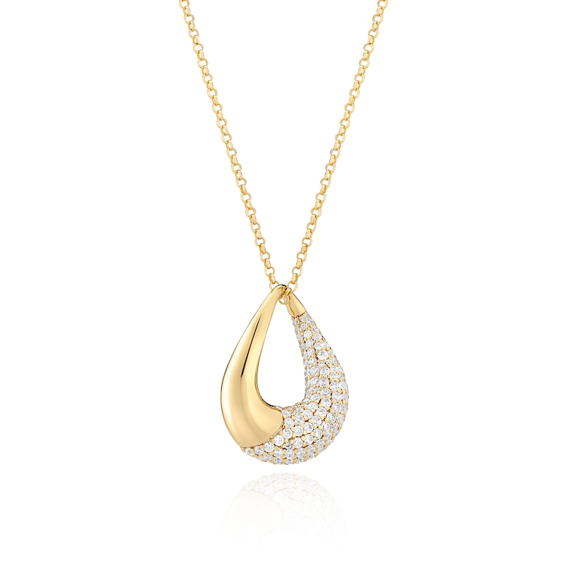 Main Image 1 of Sif Jakobs Glorenza Sterling Silver Gold Plated Cubic Zirconia Open Drop Pendant Necklace