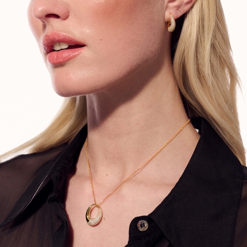 Main Image 3 of Sif Jakobs Glorenza Sterling Silver Gold Plated Cubic Zirconia Open Drop Pendant Necklace