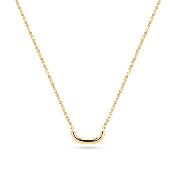 Sif Jakobs Capriana Pianura Sterling Silver Yellow Gold Plated Curved Bar Pendant Necklace