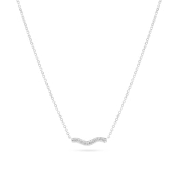 Sif Jakobs Ellera Waves Sterling Silver Wavy Bar Cubic Zirconia Pendant Necklace