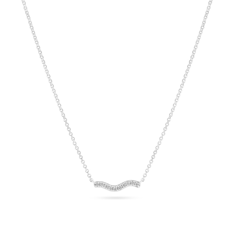 Main Image 1 of Sif Jakobs Ellera Waves Sterling Silver Wavy Bar Cubic Zirconia Pendant Necklace