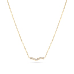 Sif Jakobs Ellera Waves Sterling Silver Gold Plated Wavy Bar Cubic Zirconia Pendant Necklace