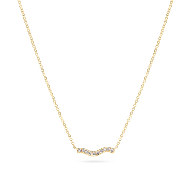 Main Image 1 of Sif Jakobs Ellera Waves Sterling Silver Gold Plated Wavy Bar Cubic Zirconia Pendant Necklace
