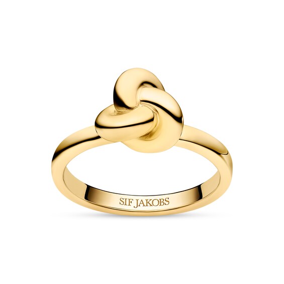 Sif Jakobs Imperia Pianura Piccolo Sterling Silver Yellow Gold Plated Intricate Knot Ring (Size N)