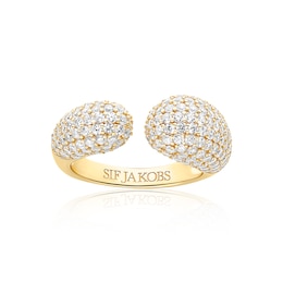 Sif Jakobs Goccia Sterling Silver Yellow Gold Plated Cubic Zirconia Open Ring (Size O-P)