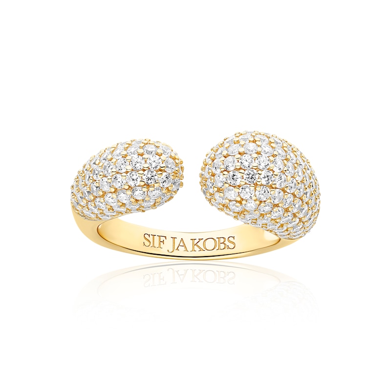 Main Image 1 of Sif Jakobs Goccia Sterling Silver Yellow Gold Plated Cubic Zirconia Open Ring (Size O-P)