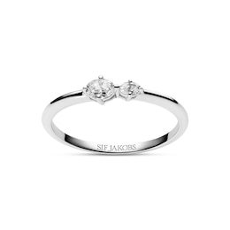 Sif Jakobs Ovale Due Sterling Silver Asymmerical Cubic Zirconia Two Stone Ring (Size L)