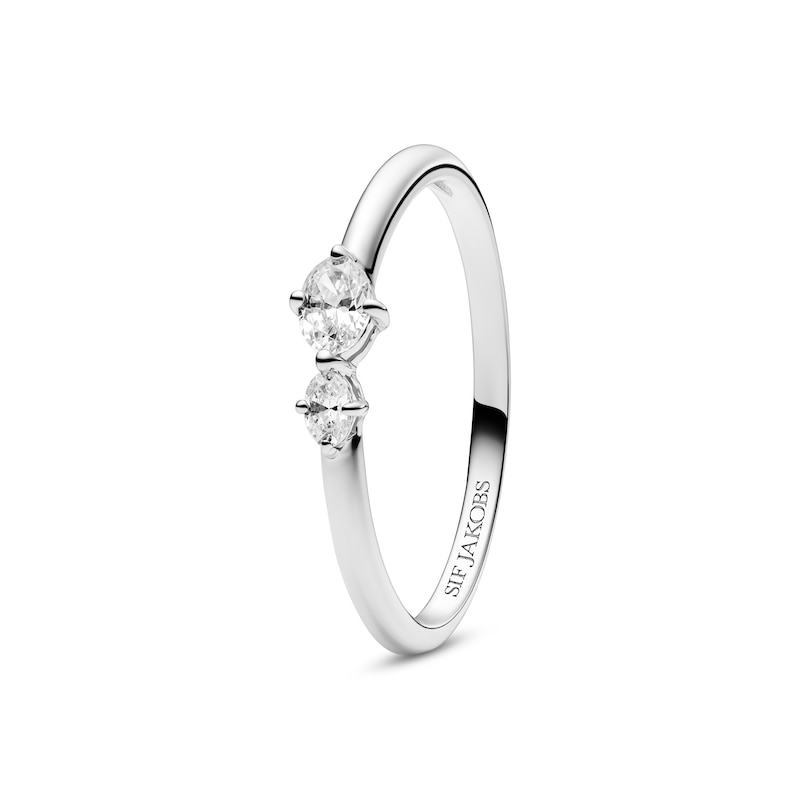 Main Image 2 of Sif Jakobs Ovale Due Sterling Silver Asymmerical Cubic Zirconia Two Stone Ring (Size N)