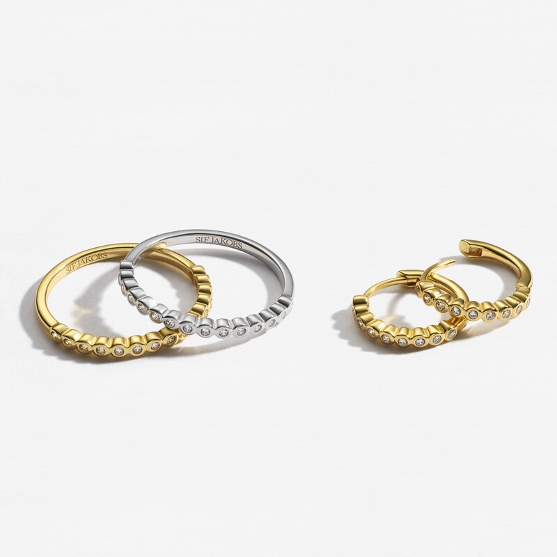 Main Image 6 of Sif Jakobs Sarzana Sterling Silver Yellow Gold Plated Bezel Set Half Eternity Ring (Size L)