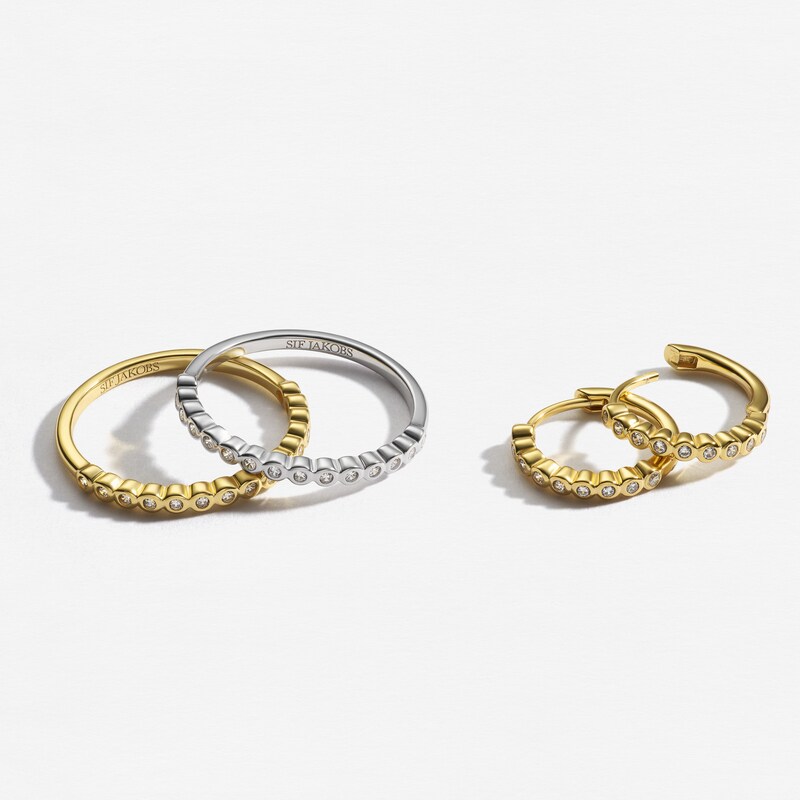 Main Image 6 of Sif Jakobs Sarzana Sterling Silver Yellow Gold Plated Bezel Set Half Eternity Ring (Size N)