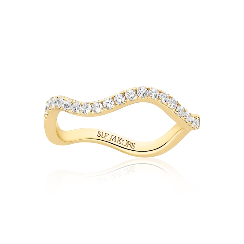 Main Image 1 of Sif Jakobs Ellera Waves Sterling Silver Yellow Gold Plated Cubic Zirconia Wave Ring (Size O-P)