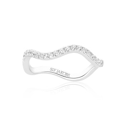 Sif Jakobs Ellera Waves Sterling Silver Cubic Zirconia Wave Ring (Size O-P)