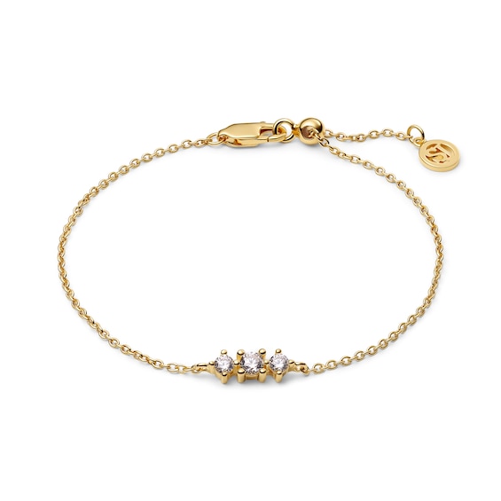 Sif Jakobs Lucente Tre Sterling Silver Yellow Gold Plated Triple Cubic Zirconia Charm Bracelet
