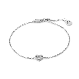 Sif Jakobs Cuore Sterling Silver Cubic Zirconia Heart Charm Bracelet
