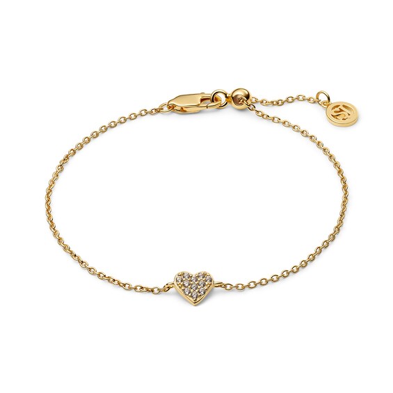 Sif Jakobs Cuore Sterling Silver Yellow Gold Plated Cubic Zirconia Heart Charm Bracelet