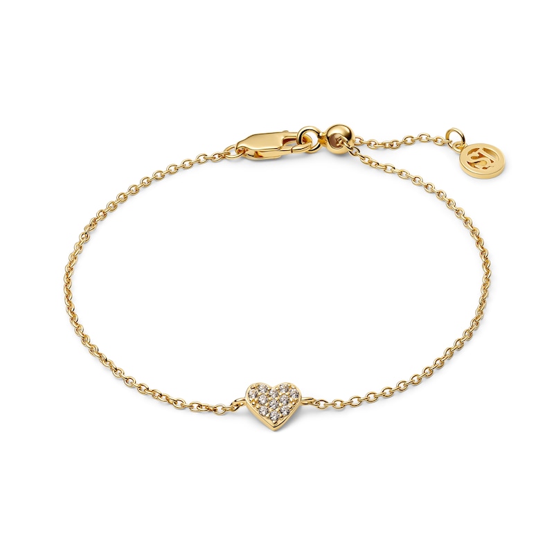 Main Image 1 of Sif Jakobs Cuore Sterling Silver Yellow Gold Plated Cubic Zirconia Heart Charm Bracelet