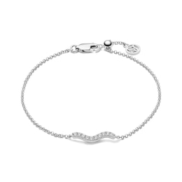 Sif Jakobs Ellera Waves Sterling Silver Wavy Bar Cubic Zirconia Charm Bracelet