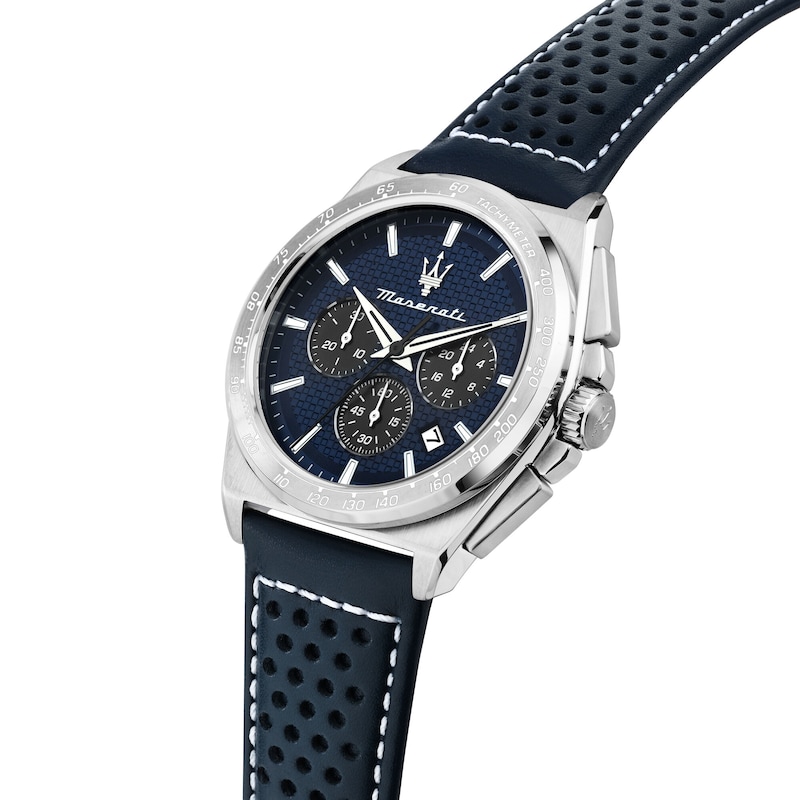 Main Image 4 of Maserati Velocita Men's Blue Chronograph Dial Blue Leather Strap Watch