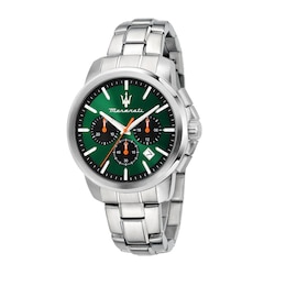 Maserati Successo Men's Green Chronograph Dial Stainless Steel Bracelet Watch