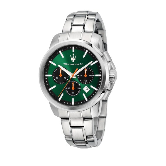 Maserati Successo Mens Green Chronograph Dial Stainless Stee