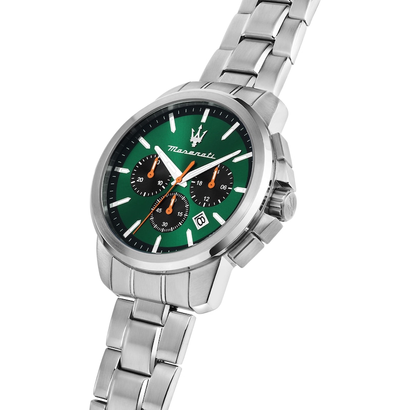 Main Image 4 of Maserati Successo Men's Green Chronograph Dial Stainless Steel Bracelet Watch