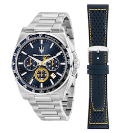 Masrati Velocita Men's Blue Chronograph Dial Stainless Steel Bracelet Watch