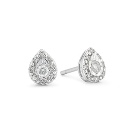 9ct White Gold 0.15ct Total Diamond Pear Halo Earrings