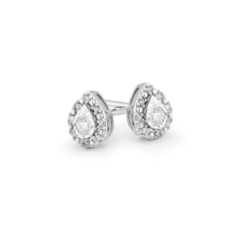 Main Image 2 of 9ct White Gold 0.15ct Total Diamond Pear Halo Earrings