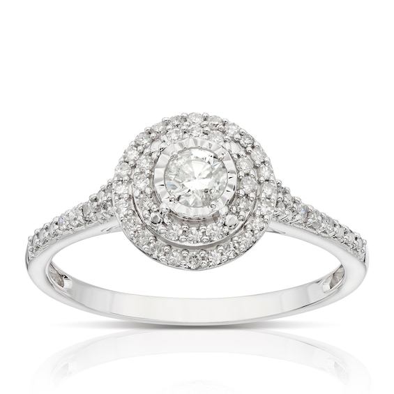 Engagement Ring 9ct White Gold Solitaire 0.33ct Diamond Ring