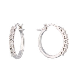 Sterling Silver Diamond Illusion Hoop Earrings