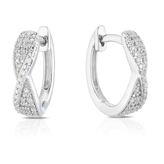 Sterling Silver 0.10ct Diamond Hoop Earrings