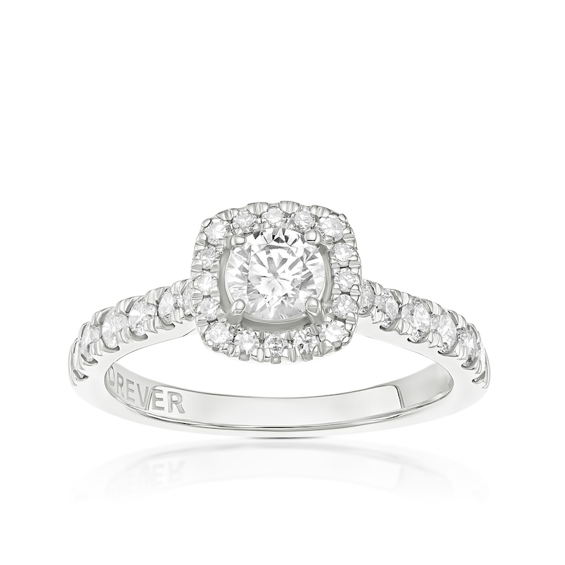 Main Image 1 of Engagement Ring The Forever Diamond Platinum 1ct Diamond Halo Ring