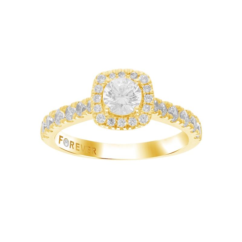 Main Image 1 of Engagement Ring The Forever Diamond 18ct Yellow Gold 1ct Diamond Halo Ring
