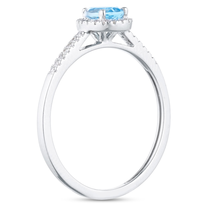 Main Image 2 of 9ct White Gold Pear Cut Topaz & 0.10ct Diamond Halo Ring