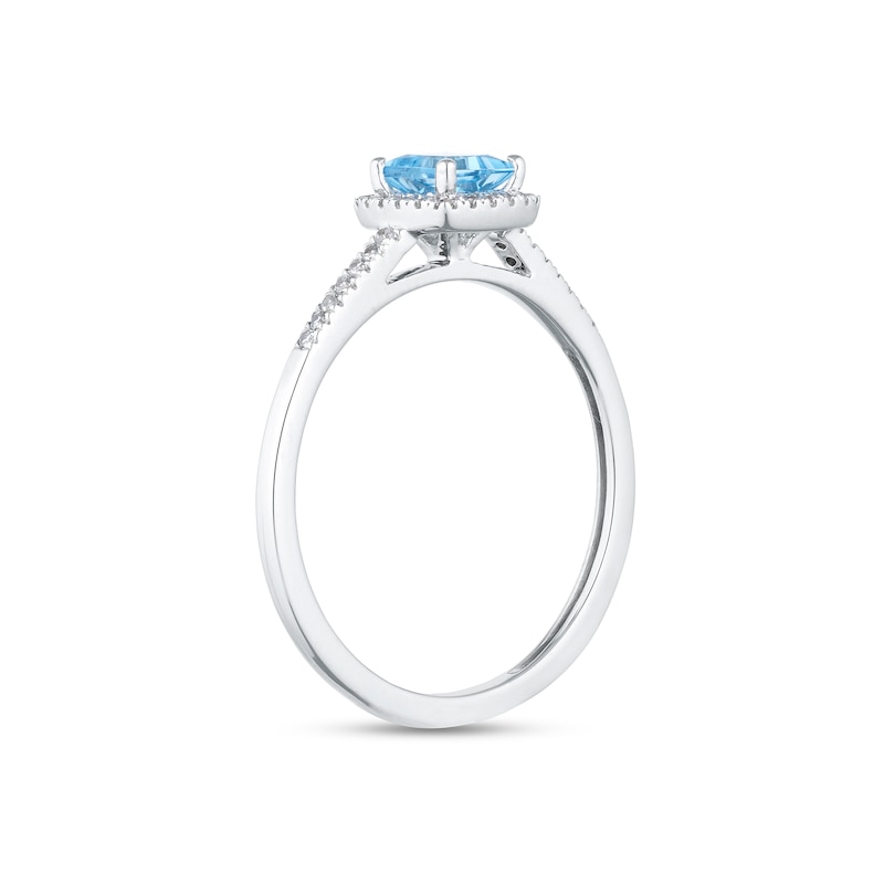 Main Image 2 of 9ct White Gold Blue Topaz & 0.10ct Diamond Ring