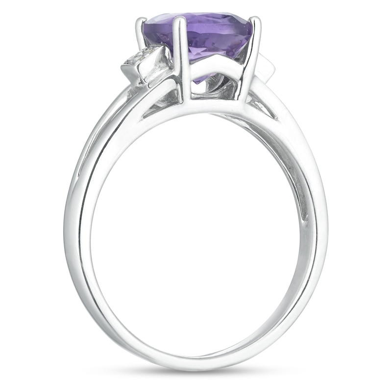 Main Image 2 of Sterling Silver Amethyst & Diamond Ring