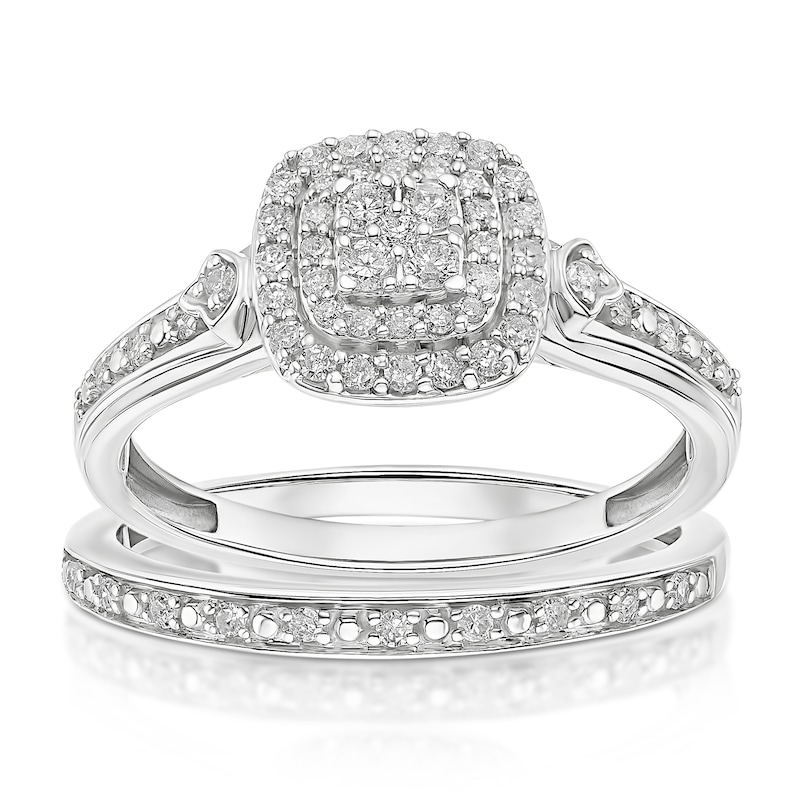 Main Image 1 of Engagement Ring Perfect Fit 9ct White Gold 0.33ct Diamond Double Halo Ring