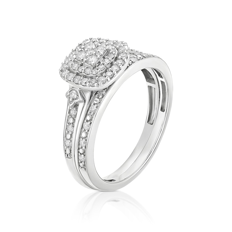 Main Image 2 of Engagement Ring Perfect Fit 9ct White Gold 0.33ct Diamond Double Halo Ring