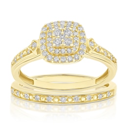 Engagement Ring Perfect Fit 9ct Yellow Gold 0.33ct Diamond Double Halo Ring