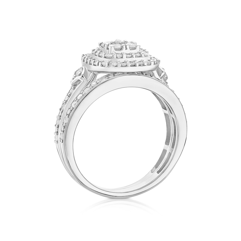 Main Image 3 of Engagement Ring Perfect Fit 9ct White Gold 0.66ct Diamond Double Halo Ring